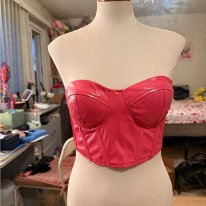 'Say What?' Vibrant Pink Retro Strapless Corset Top